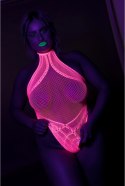 Ouch! Body Neon z dekoltem V, halterneck, UV aktywacja XS/L