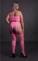 Ouch! Neon Body dwuczęściowe z topem i pończochami XL-XXXXL rożowe
