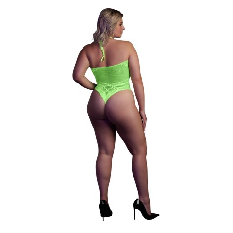 Ouch! Neon Body z dekoltem w szpic XL-XXXXL aktywowane UV roż