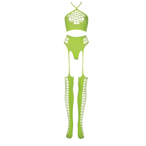 Ouch! Neon Set dwuczęściowy top z pończochami XS/L roż UV