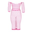 Ouch! Neonowy komplet top i spodnica UV XL-XXXXL rożowo-zielony
