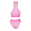 Ouch! by Shots Neon Set Top z Stojką i Majtki Wysoki Stan XS/L Roż