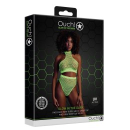 Ouch! by Shots Neon Zestaw Bielizny UV Top Stojka + Majtki Wysoki Stan XS/L