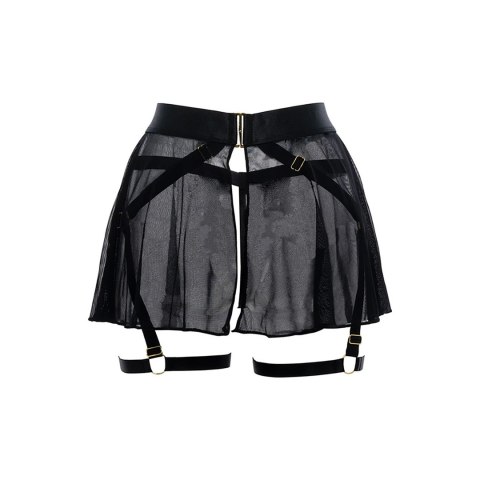 Allure Harness Skirt - elegancka czarna spodnica z paskami i zamkami