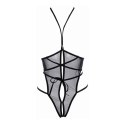 Allure Nicola Body siateczkowe z otwartym biustem, elastyczne, czarne