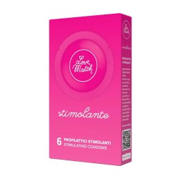Love Match Stimolante prezerwatywy żebrowane i kropkowane 6 sztuk