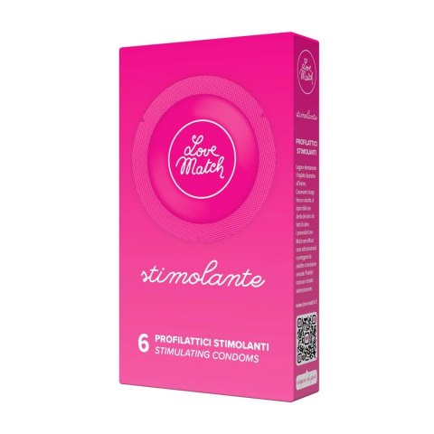 Love Match Stimolante prezerwatywy żebrowane i kropkowane 6 sztuk