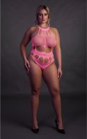 Ouch! Body Neon XL/XXXXL z greckim dekoltem, UV, neonowy roż