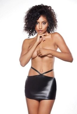 Allure Skirt mini z ekoskory z dekoracyjnymi paskami skrzydeł z tyłu