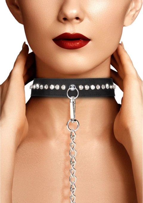 Ouch! Diamond Collection - elegancka obroża z diamentowymi zdobieniami i smyczą