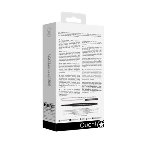 Ouch! Diamond Collection - elegancka obroża z diamentowymi zdobieniami i smyczą