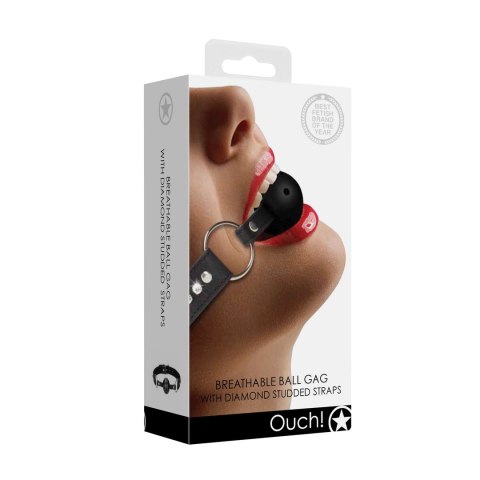 Ouch! Diamond Studded Oddychająca Kula z Regulowanymi Paseczkami