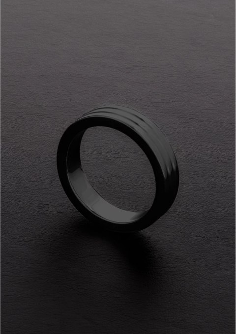 Steel Złoty żebrowany pierścień C stal nierdzewna 40 mm