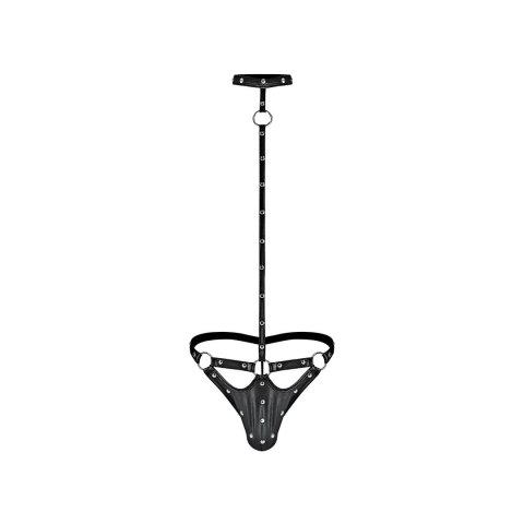 Male Power Fetish Choker G-String z kieszenią, czarny, rozmiar uniwersalny