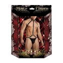 Male Power Fetish - Stringi z uprzężą i chokerem czarne L/XL