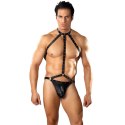 Male Power Fetish - Stringi z uprzężą i chokerem czarne L/XL