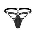 Male Power Jouster SM G-string z kieszenią, ozdobne ćwieki, czarny