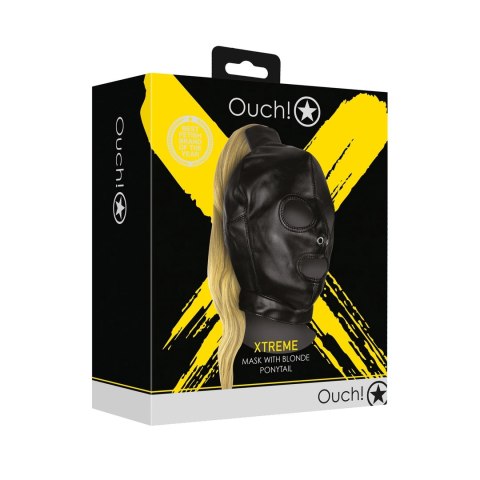 Ouch! by Shots maska z blond kucykiem - anatomiczna maska z peruką