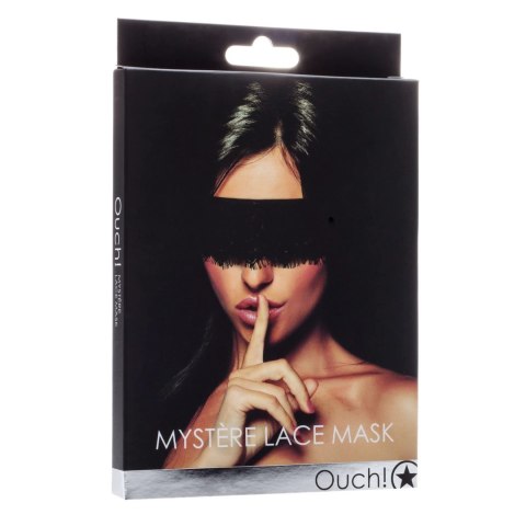 Shots Ouch! Mystere - koronkowa maska na oczy, czarna, uniwersalna
